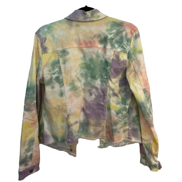 Jordache Pastel Tie Dye Denim Jean Jacket Size Medium - Picture 3 of 10